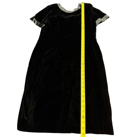 VTG Velour Sheath Dress Short Sleeves Back Bow Cut Outs Knee Length Womens Large - Picture 8 of 13